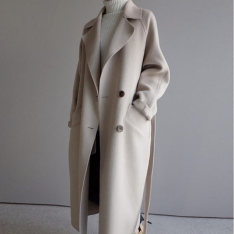 Women's Long Coat in Whipped Wool