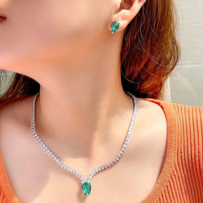 Emerald Crystal Necklace and Earring Set