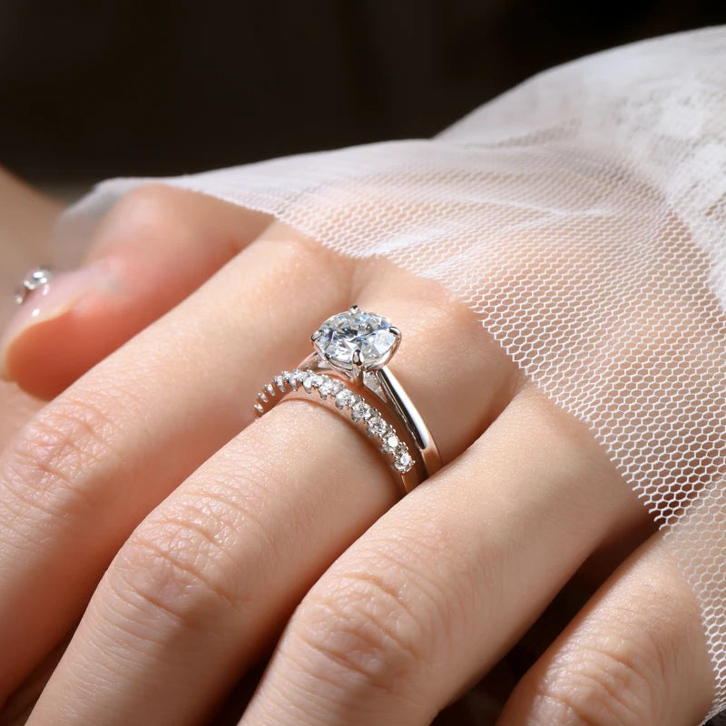 Solitaire Engagement Ring with Half Ring