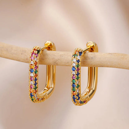 Hoop earring with multicolored zirconias