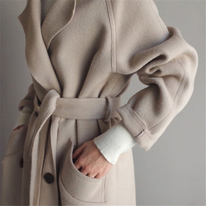 Women's Long Coat in Whipped Wool