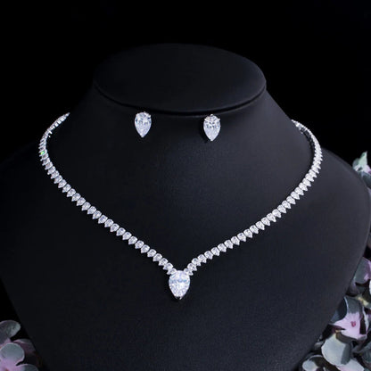 Necklace and Earring Set with White Crystals