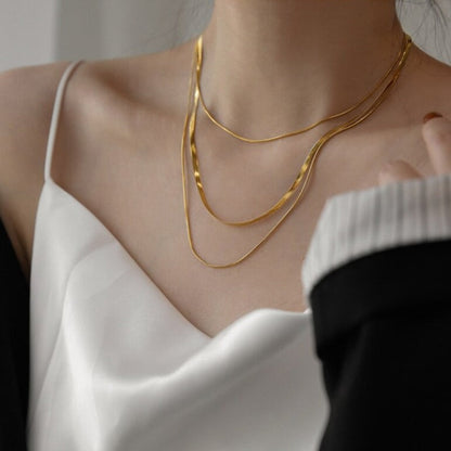 18k Gold Plated Minimalist Triple Necklace