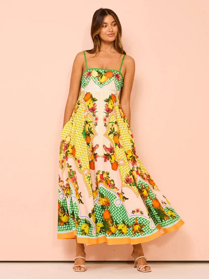 Printed Long Midi Dress - Paradise