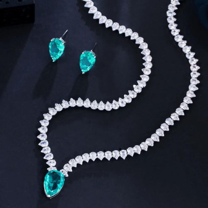 Emerald Crystal Necklace and Earring Set