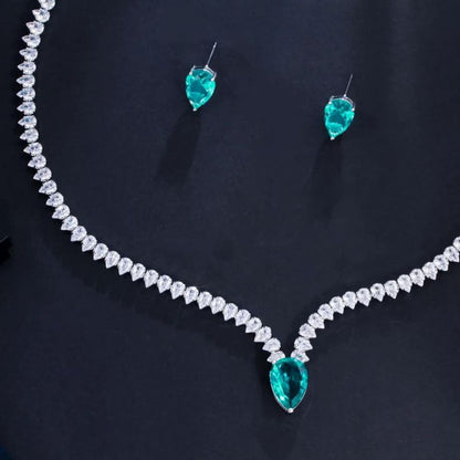 Emerald Crystal Necklace and Earring Set