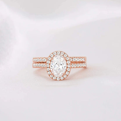 Double Engagement Ring with Moissanite