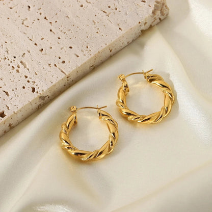 18k Gold Plated Traced Hoop Earring