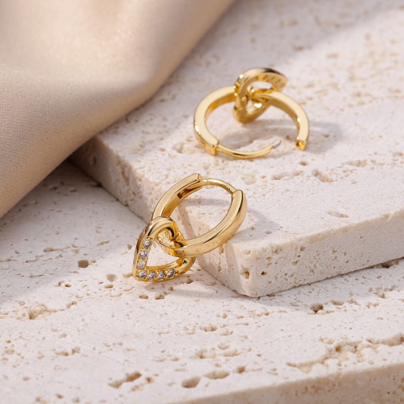 18k Gold Plated Heart Hoop Earring