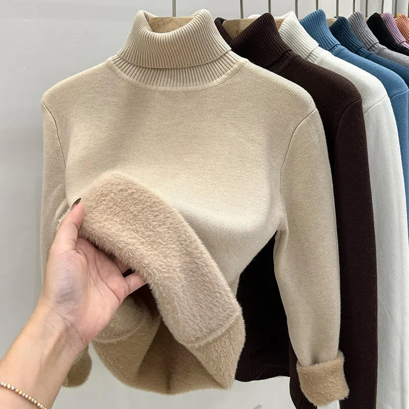 Plush turtleneck sweater