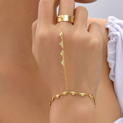 Gold-plated Heart Ring Bracelet