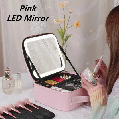 Women's LED Mirror Makeup Bag