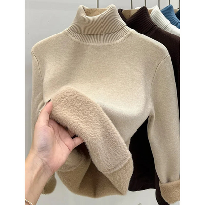 Plush turtleneck sweater