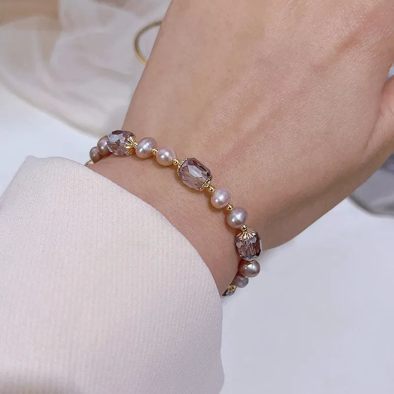 Pearl and Purple Zirconia Bracelet