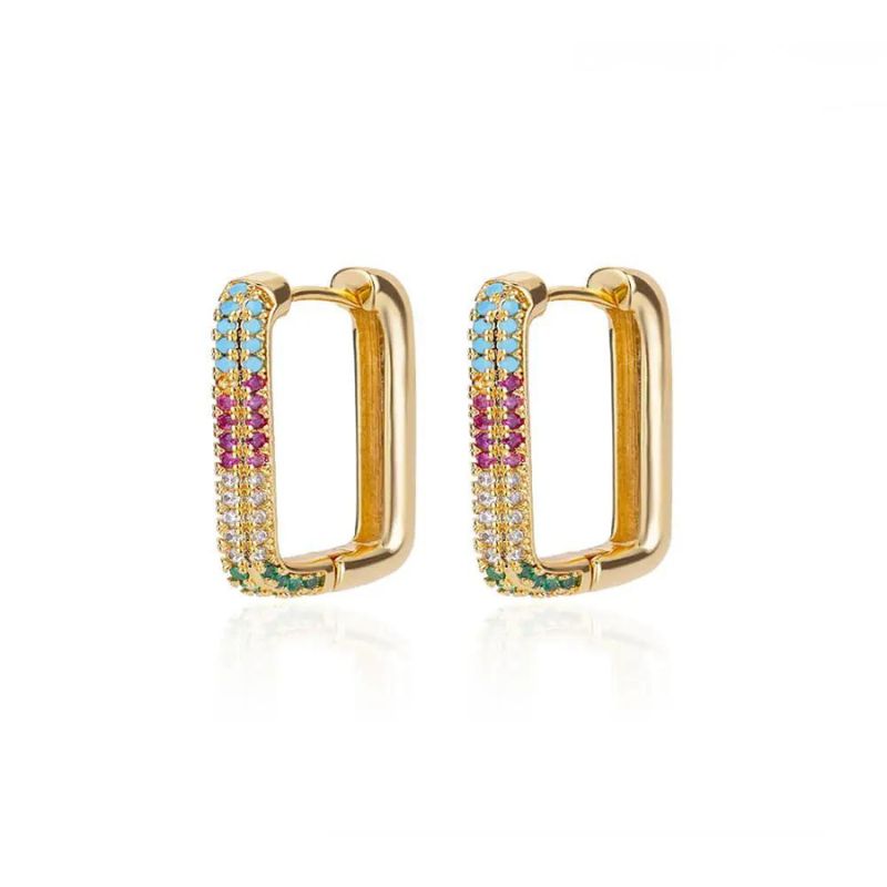 Hoop earring with multicolored zirconias