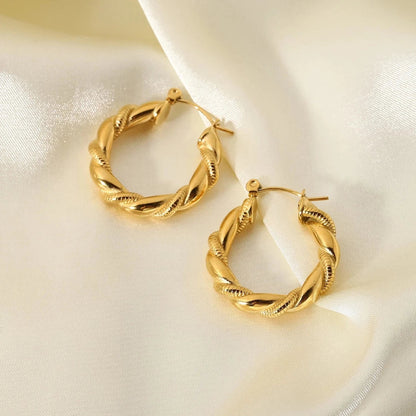 18k Gold Plated Traced Hoop Earring