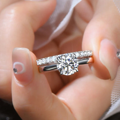 Solitaire Engagement Ring with Half Ring