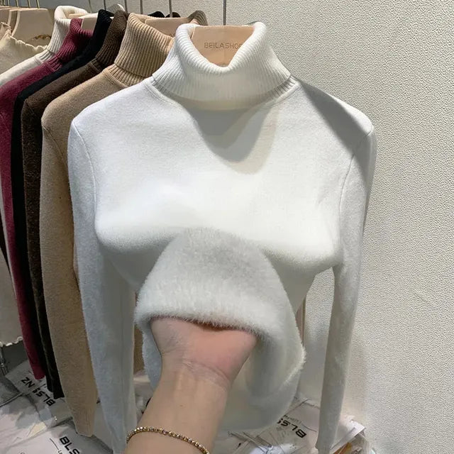 Plush turtleneck sweater