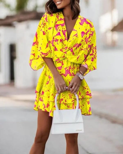 Flowery Short Dress - Sunflower