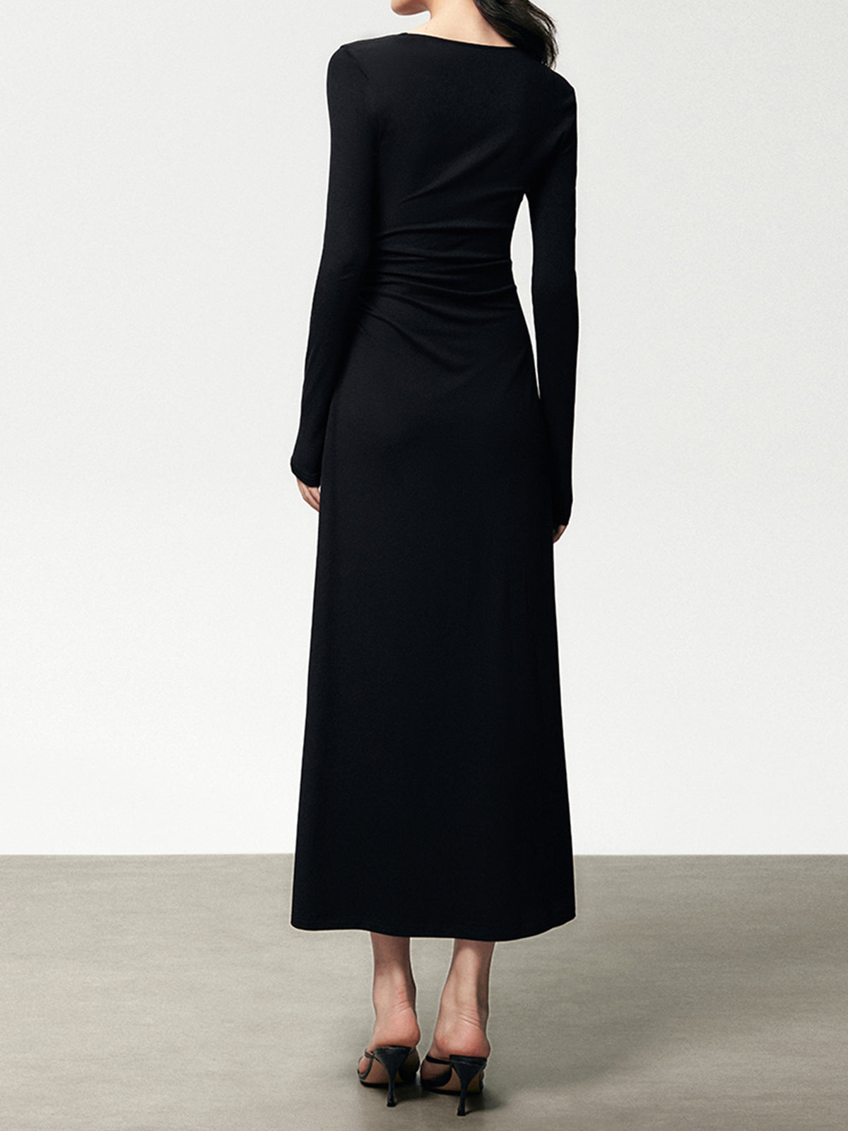 Asymmetric Long Sleeve Bodycon Long Dress