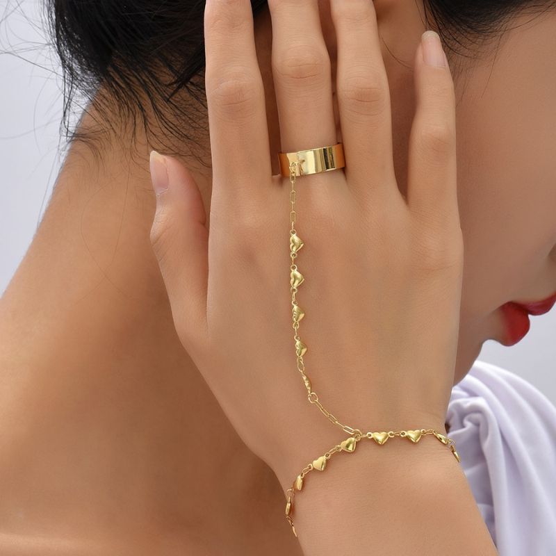 Gold-plated Heart Ring Bracelet