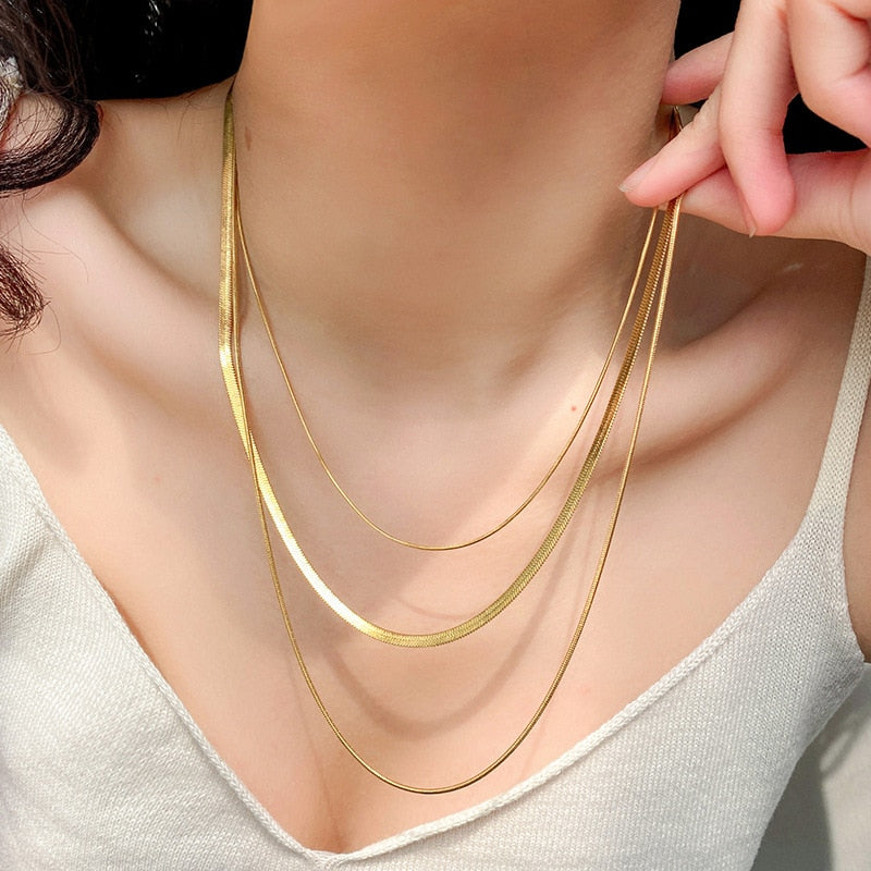 18k Gold Plated Minimalist Triple Necklace