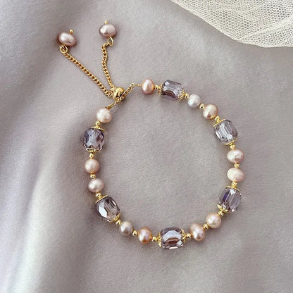 Pearl and Purple Zirconia Bracelet