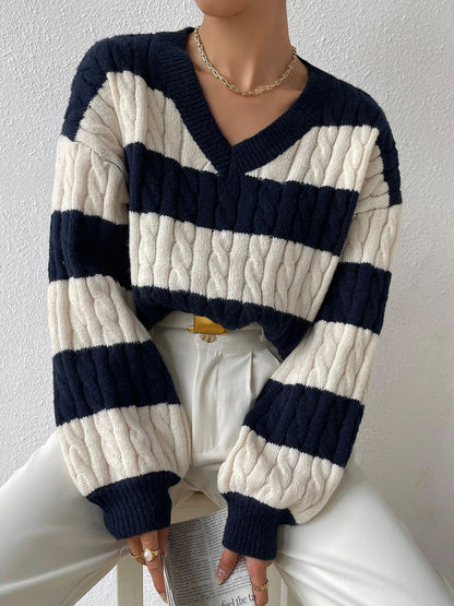 V-Neck Striped Sweater