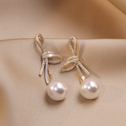 Pearl Earring with 18k Gold Plated Zirconia