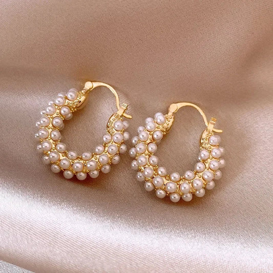 18k Gold Plated Round Pearl Earring