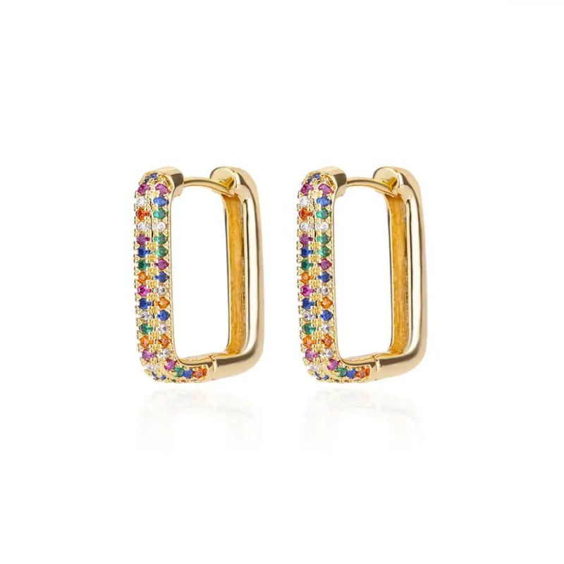 Hoop earring with multicolored zirconias