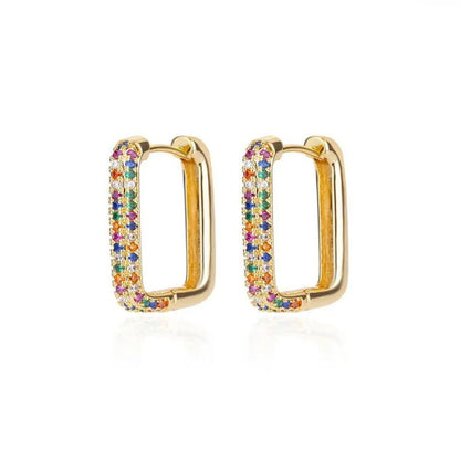 Hoop earring with multicolored zirconias