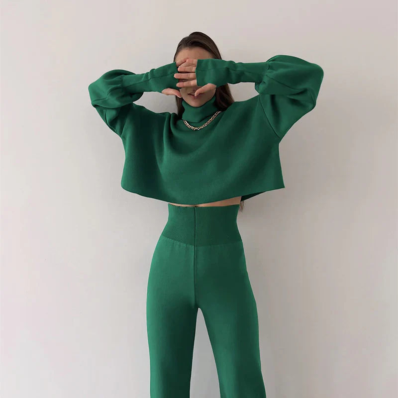 Turtleneck Crop and Pants Set