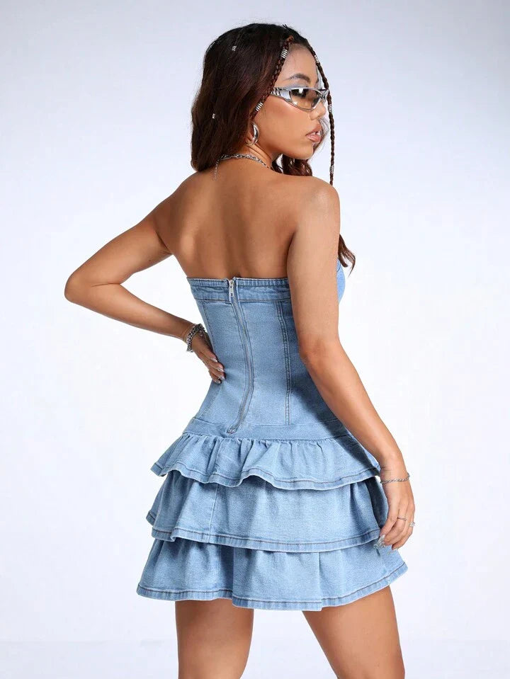 Denim Ruffle Dress