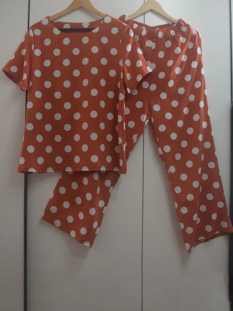 Polka Dot Shirt And Pants Set