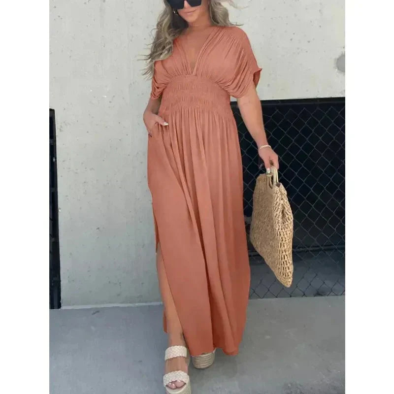 Slit V-Neck Maxi Dress