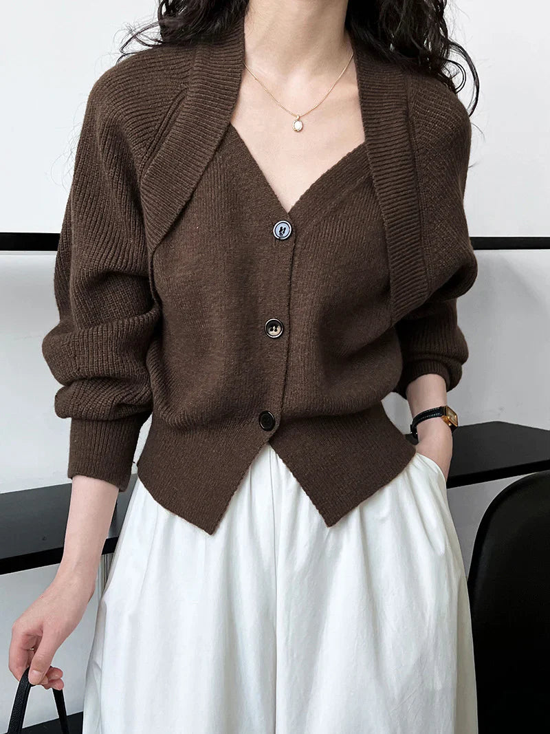 V-neck Button Sweater