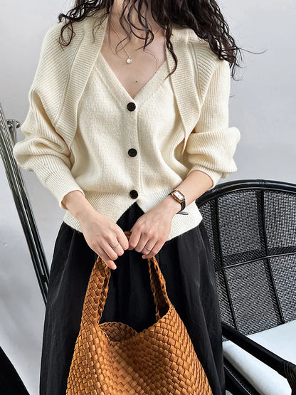 V-neck Button Sweater