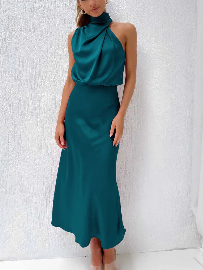 Sleeveless Satin Long Dress