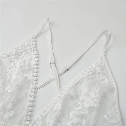 White Lace Embroidered Short Party Dress