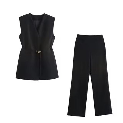 Women's Casual Vest And Pants Set