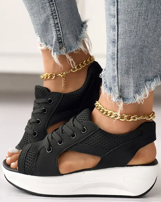 Cut-Out Sandals With Laces