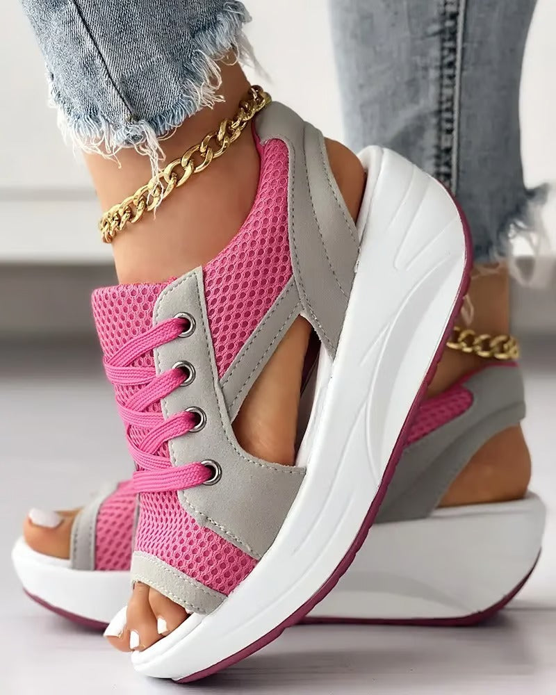 Cut-Out Sandals With Laces