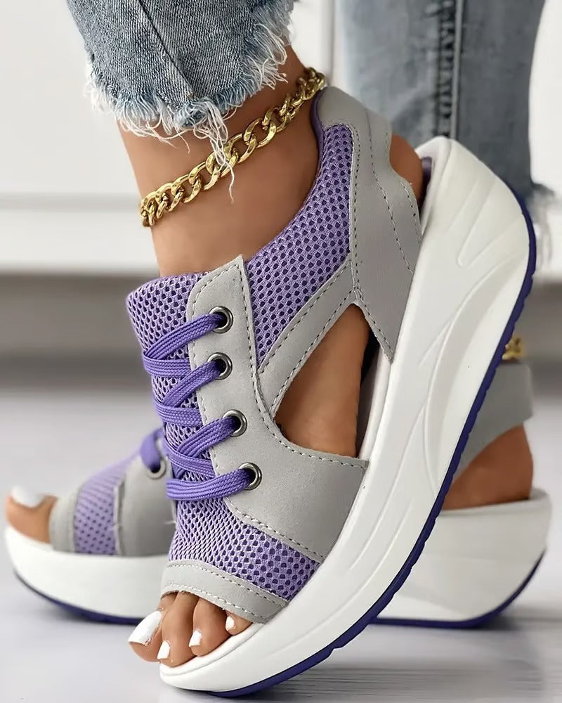 Cut-Out Sandals With Laces