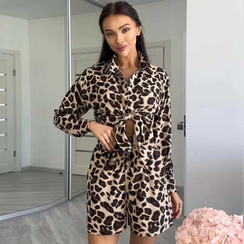 Two-piece Leopard Print Set