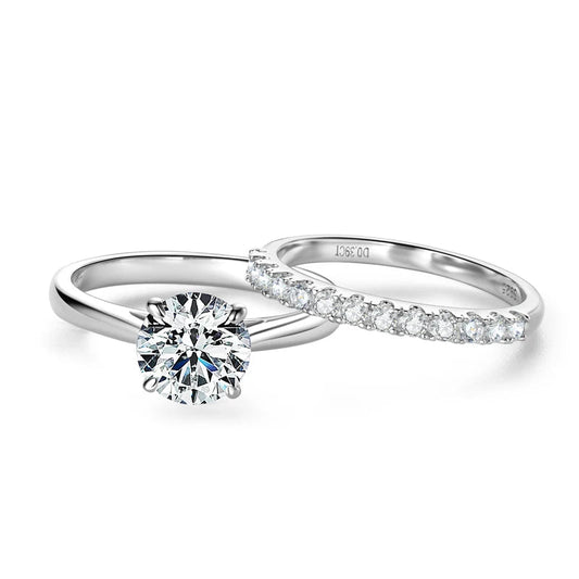 Solitaire Engagement Ring with Half Ring