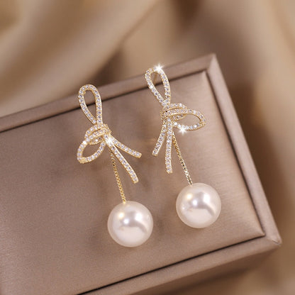 Pearl Earring with 18k Gold Plated Zirconia