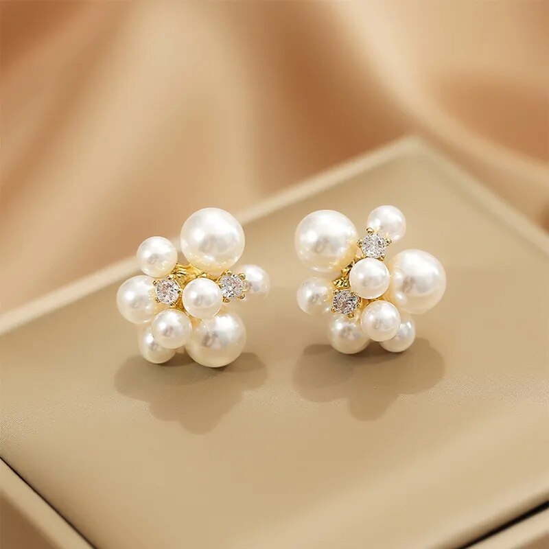 Flower Earring with Pearls