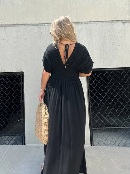 Slit V-Neck Maxi Dress