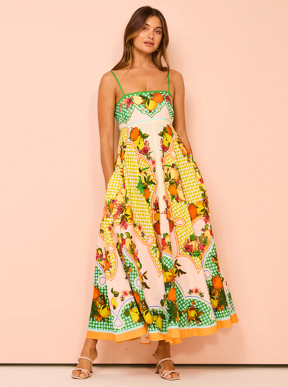 Printed Long Midi Dress - Paradise